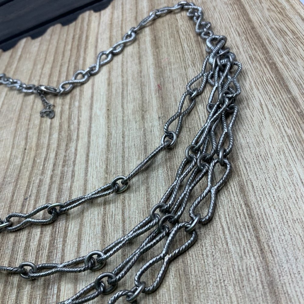 MONET Vintage Silver Tone Chain Multi-strand Statement Necklace